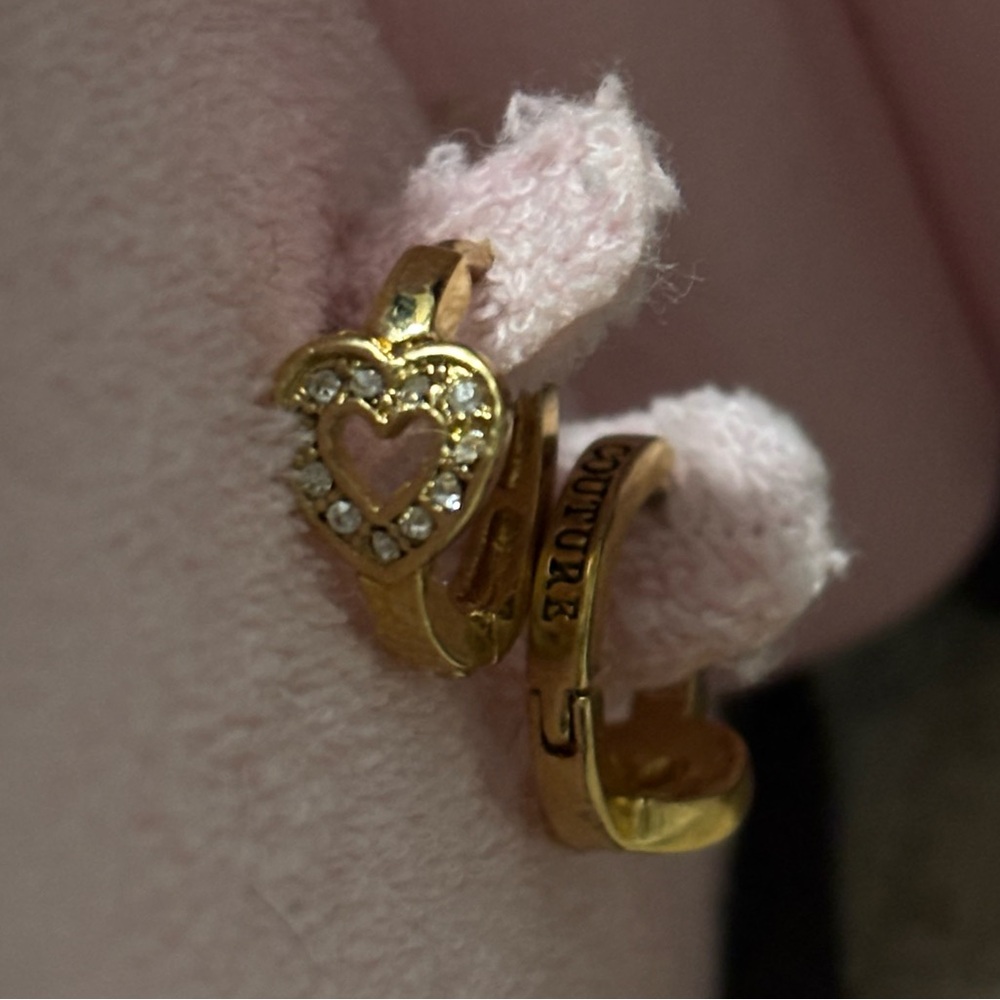 Y2K Juicy Couture Gold Heart Huggie hoop Earrings